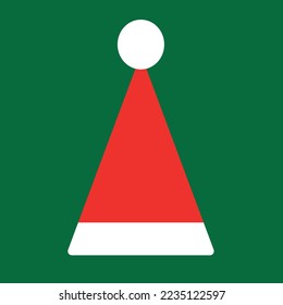 Imagen de santa claus hat. Sombrero rojo con una pompa blanca sobre un fondo verde. símbolo de Navidad
