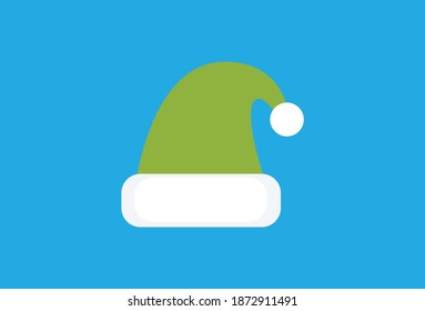 Image of santa hat cartoon vector. Christmas Santa Claus Hat. Flat style. Vector illustration. Hat of Santa Claus in red color, traditional costume element for winter character, cap with fur, vector.