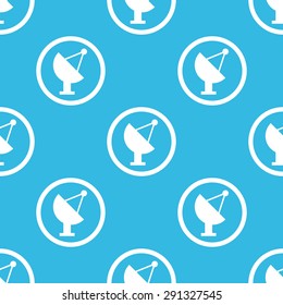 Image of satellite dish in circle, repeated on blue background