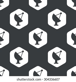 Image of satellite dish in hexagon, repeated on black