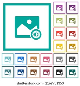 Image saturation flat color icons with quadrant frames on white background