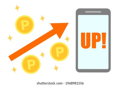 Image of saving points. Point increase. Vector illustration.