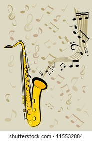 Image saxophone with music notes