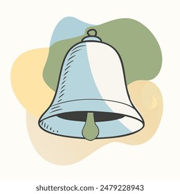 Image of a school bell on a white background. Thematic illustration for the Day of Knowledge. Vector illustration.