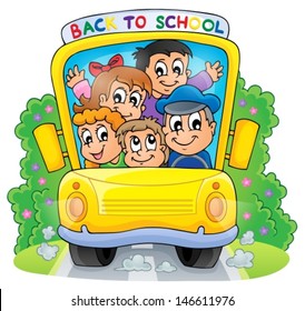 Image with school bus theme 2 - eps10 vector illustration.