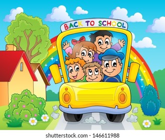 Image with school bus theme 4 - eps10 vector illustration.