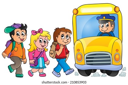 Image with school bus topic 1 - eps10 vector illustration.