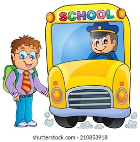 Image with school bus topic 3 - eps10 vector illustration.