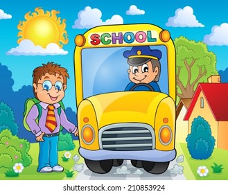 Image with school bus topic 4 - eps10 vector illustration.