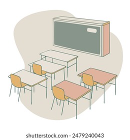 Bild einer Schulklasse auf weißem Grund. Thematische Illustration für den Tag des Wissens. Vektorillustration.
