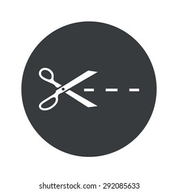 Image of scissors cutting along the line in black circle, isolated on white