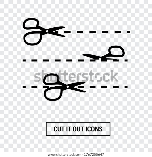 Image of scissors cutting. Cut it out icons.\
Transparent background.