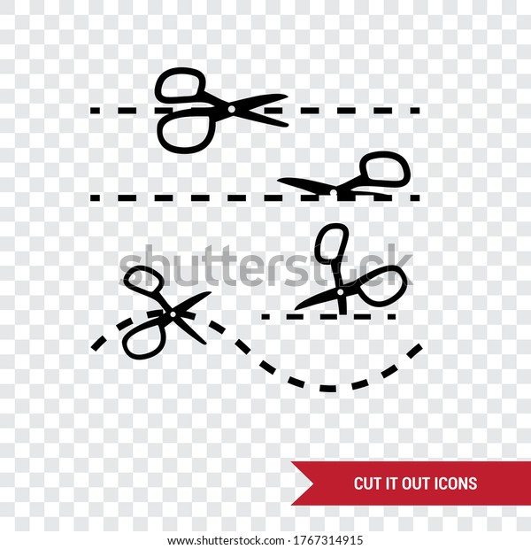 Image of scissors cutting. Cut it out icons.\
Transparent background.