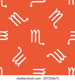 Image of Scorpio zodiac symbol, repeated on orange background