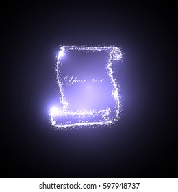 Image of the scroll in a brilliant style. Bright glowing announcement. Vector form in papyrus style