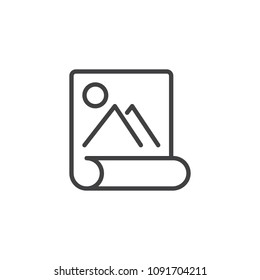 Image scroll paper outline icon. linear style sign for mobile concept and web design. Landscape picture simple line vector icon. Symbol, logo illustration. Pixel perfect vector graphics