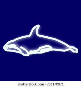 The image of a sea cow. Icon with the effect of neon glow. Vector image.