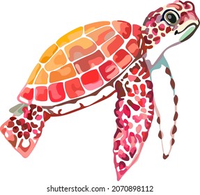 Image of a sea turtle. Vector