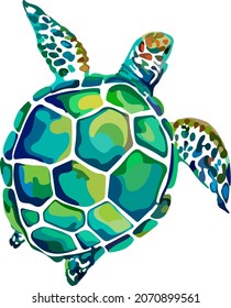 Image of a sea turtle. Vector