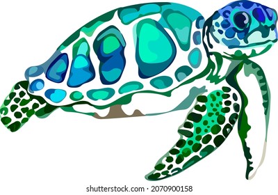 Image of a sea turtle. Vector