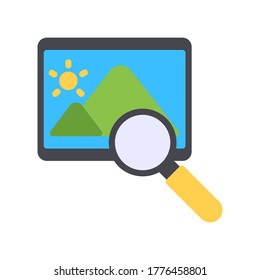 Image search icon vector illustration in flat style for any projects, use for website mobile app presentation