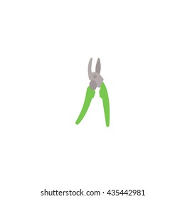 Image of secateurs. Illustration of garden pruner, loppers. Garden shears thin flat icon.