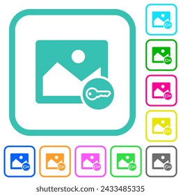 Image secure alternate vivid colored flat icons in curved borders on white background