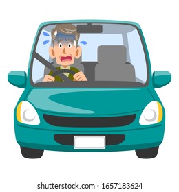 La imagen de un conductor senior advierte peligro