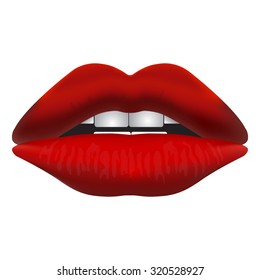 image sensual red lips on a white background