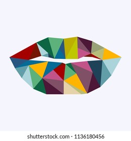 image of sensual vector crystalline triangle polygon lips