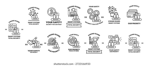The image is a series of icons that represent different safety measures. The icons are arranged in a grid, with each one having a different color and design. Scene is serious and informative