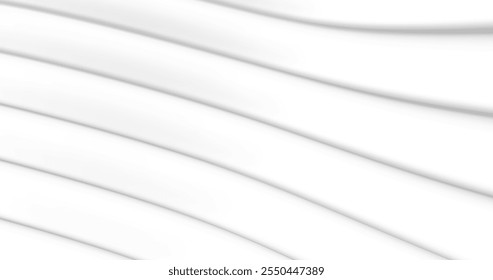 La Imagen es una serie de franjas 3D blancas, renderizadas en formato Vector. Las rayas crean un patrón suave y elegante, añadiendo profundidad y movimiento.