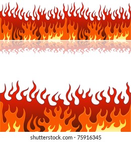 An image of a set of flame fire banner borders.