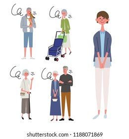 An image set of getting old family life (unhappy)