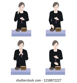 An image set of incense offering 