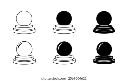 The image is a set of six different colored and black and white spheres. Vector icons