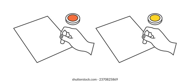 Image set of stamping on paper with a stamp
