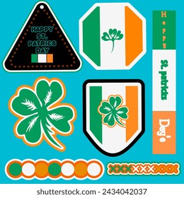 Image of a set of stickers for celebrating St. Patrick's Day.