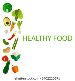 Image of a set of vegetables and fruits products on a white background