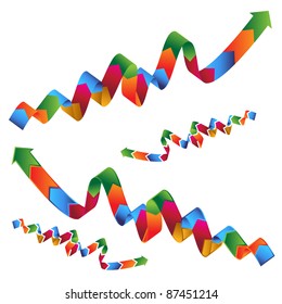 An image of a set of wavy ribbon profit arrows.
