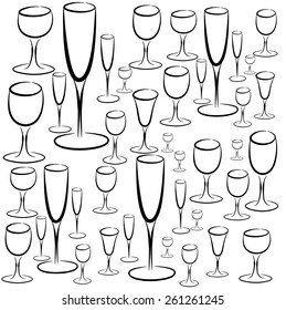 image of a set of wine glasses of different sizes, vector