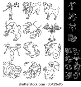 An image of a set of zodiac drawings.