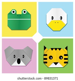 Image of sets of animal heads origami. See my portfolio for other origami image