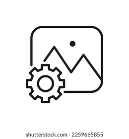 Image settings icon line style isolated on white background. Vector illustration