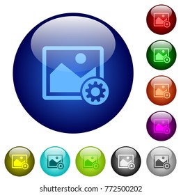 Image settings icons on round color glass buttons
