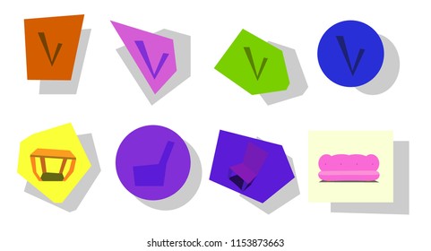 Image of several objects. Among them there are figures, a tick, a chair and a sofa.