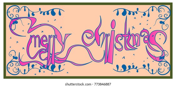 Image of several objects. Among them there is an inscription "merry christmas" and patterns.