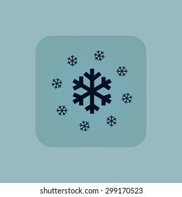 Image of several snowflakes in square, on pale blue background