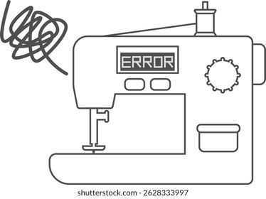 Image of a sewing machine that is broken and displaying an error message