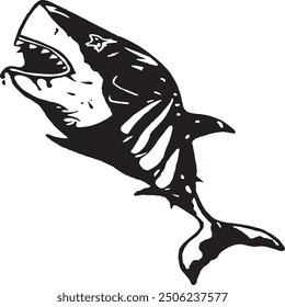 image of shark in black white style without background